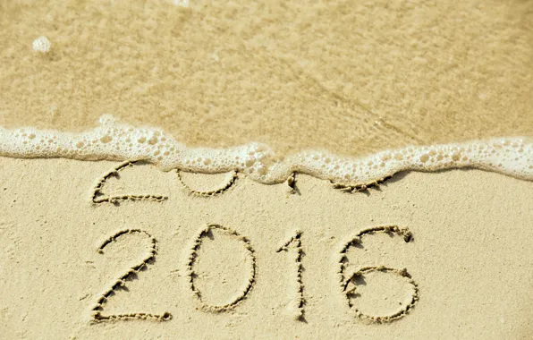 Sand, sea, beach, New Year, figures, New Year, Happy, 2016