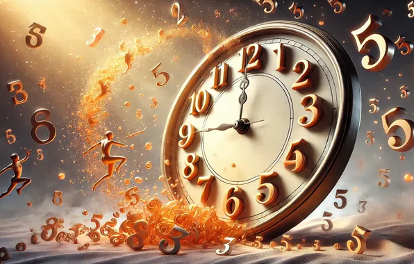 Fragments, watch, figures, numbers, fantasy art, clocks, human figure, inevitability