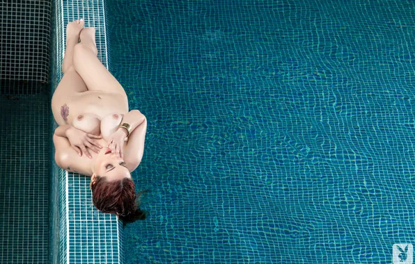 Chest, look, girl, pose, model, wet, earrings, playboy