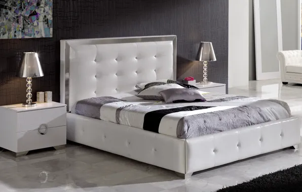 White, design, lamp, room, wall, furniture, bed, carpet
