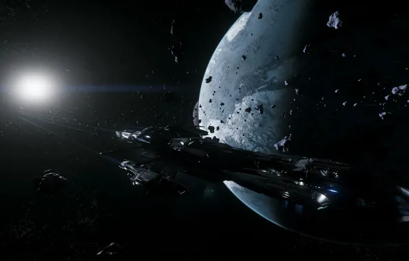 Space, planet, Star Citizen, spaceship