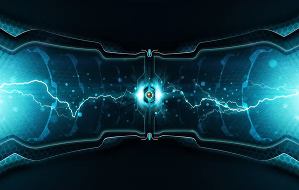 Energy, line, abstraction, the dark background, lightning, graphics, wave, cell