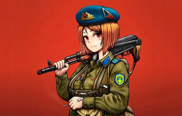 Girl, weapon, anime, uniform