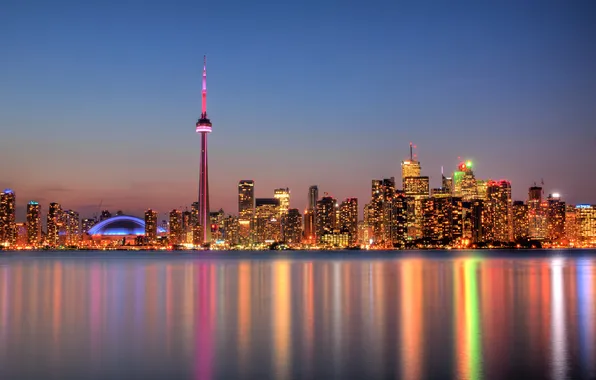 The sky, reflection, mirror, Canada, Ontario, Toronto, twilight, lake Ontario