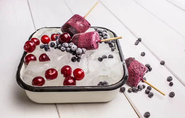 Cherry, ice, blueberries, ice cream, dessert, ice cream, berry