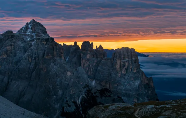Italy, Sunrise, Mountains, Dolomites