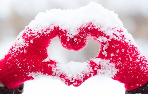 Love, heart, love, heart, snow, romantic, hands