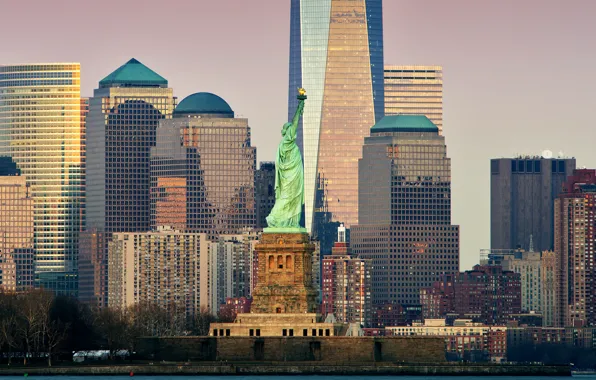 Skyscraper, home, New York, USA, Manhattan, the statue of Liberty