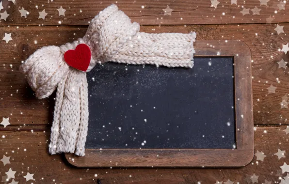 Picture winter, snow, love, holiday, heart, scarf, Christmas, New year