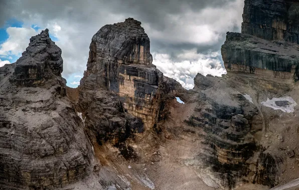 Picture clouds, rocks, Dolomites, Via Ferrata, Tofana di Rozes