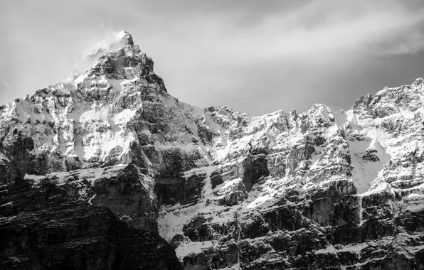 Alberta, mountains, rocks, cloudy, cliff, majesty, peak