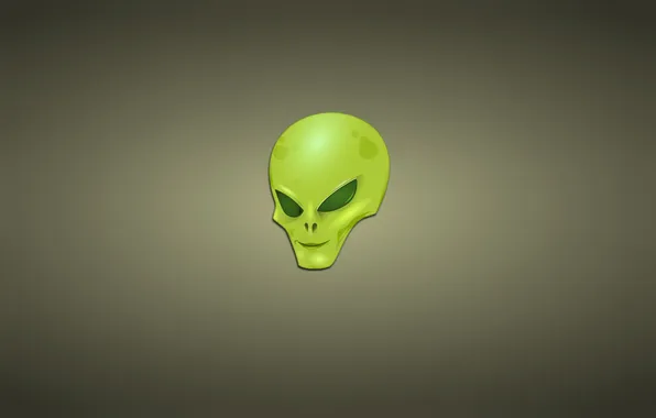 Green, minimalism, head, stranger, alien, alien