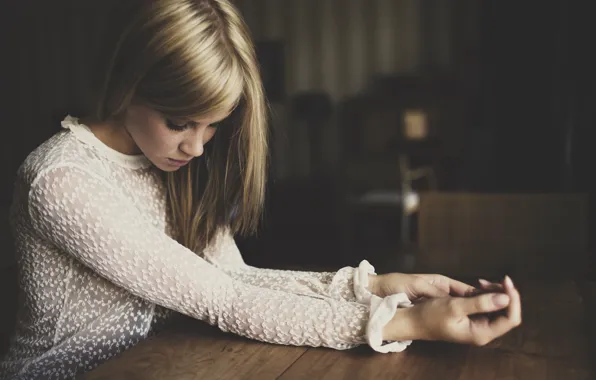 Picture table, mood, Girl, hands, blonde, beauty, Jörg Bill Joke