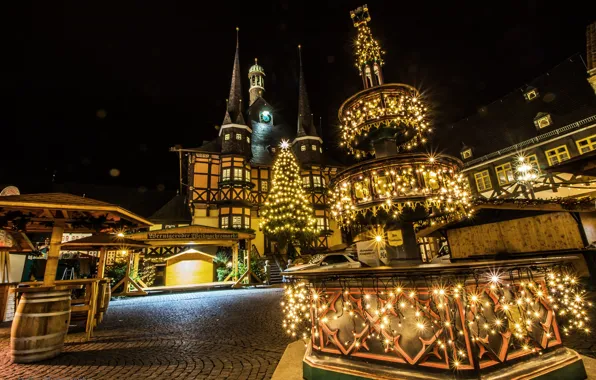 Night, lights, holiday, new year, home, Christmas, Germany, area