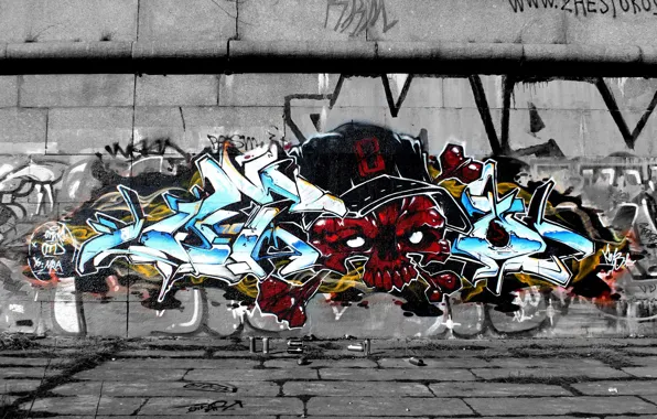 Wall, skull, Graffiti, sake, graffiti, wild style, OTD crew