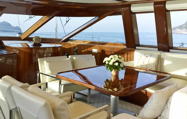 Furniture, cockpit, deck, luxury motor yacht GLORIOUS
