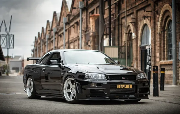 GTR, Nissan, Black, Skyline, BNR34, v Spec II NUR1