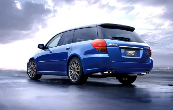 Sport, subaru, blue, sti, wagon, tuned