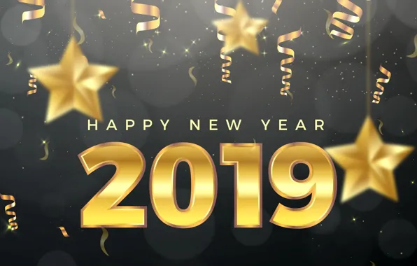 Gold, New Year, figures, golden, black background, black, background, New Year