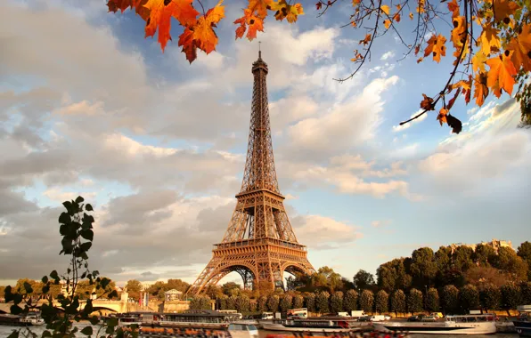 Autumn, France, Paris, Paris, river, France, autumn, leaves