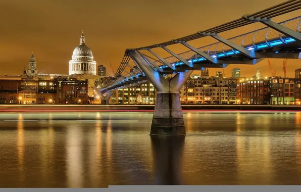 The sky, river, England, London, home, Thames, Millennium bridge