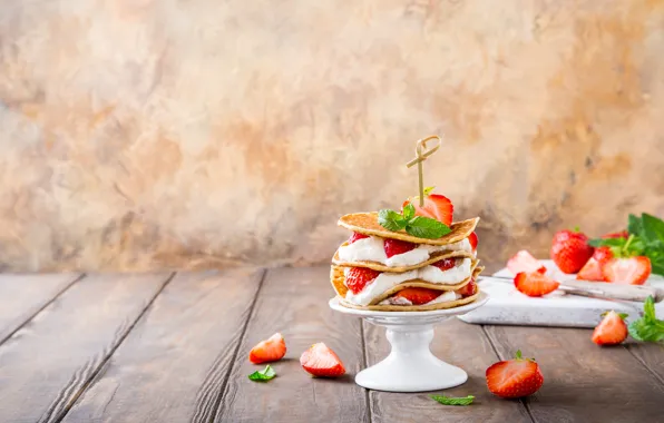 Berries, strawberry, pancakes, cream, Iryna Melnyk