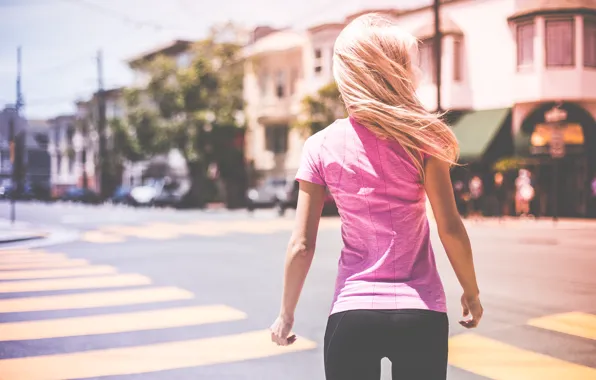 Picture t-shirt, street, blonde