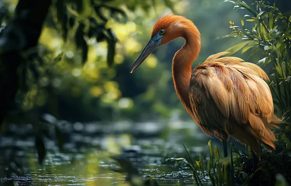 Leaves, water, branches, nature, pond, bird, pond, Heron