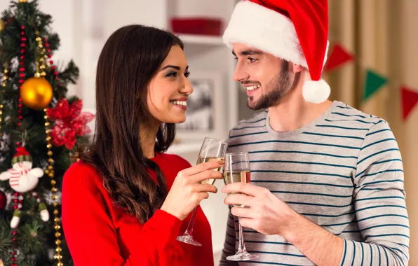 Girl, joy, smile, mood, holiday, hat, toy, glass