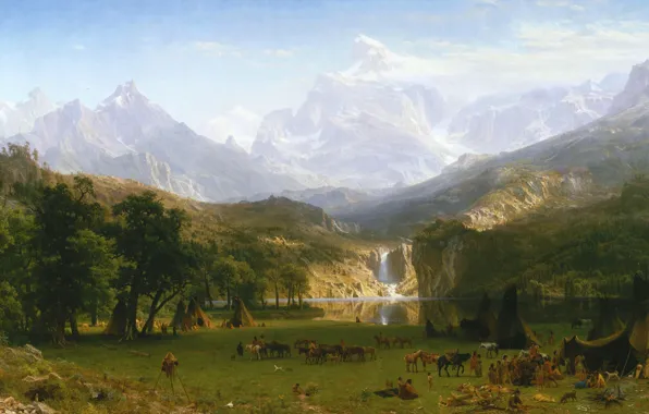 Landscape, picture, Albert Bierstadt, Of the rocky mountains. Peak Lender