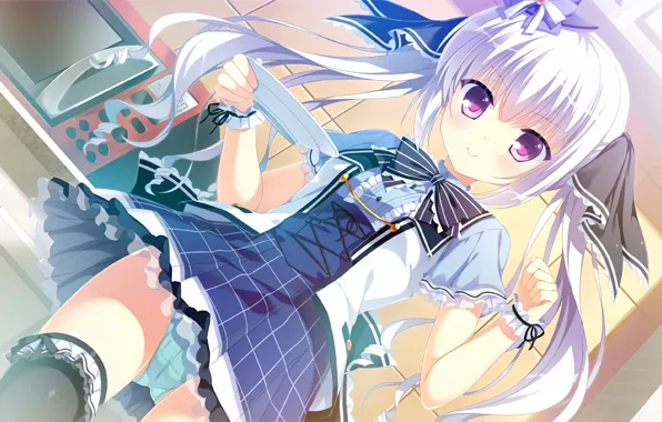 Girl, sexy, lingerie, panties, thighhighs, long hair, dress, anime