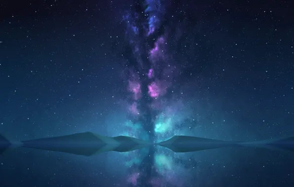 Night, lake, the milky way
