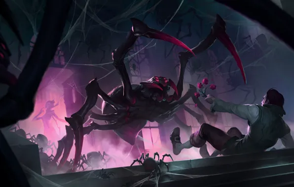 Flowers, roses, spider, black widow, boyfriend, Legends of Runeterra