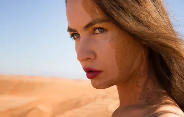 Sand, summer, face, hair, lips, Sandy