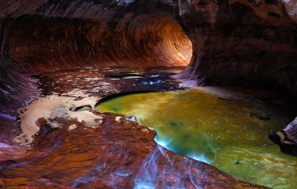 Light, river, stones, rocks, gorge, the tunnel