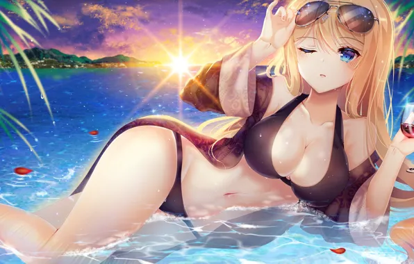 Picture sea, swimsuit, summer, girl, heat