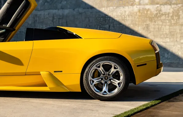 Yellow, Lamborghini, Lambo, Murcielago, closeup, Lamborghini Murcielago Roadster