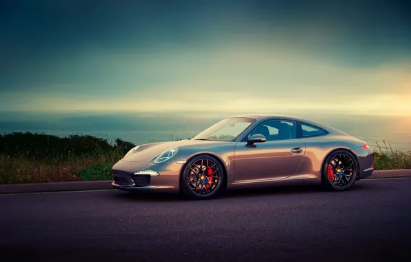 Sunset, Sea, Porsche, Car, Porshe 911