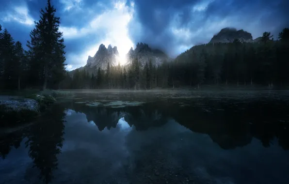 Picture mountains, reflection, river
