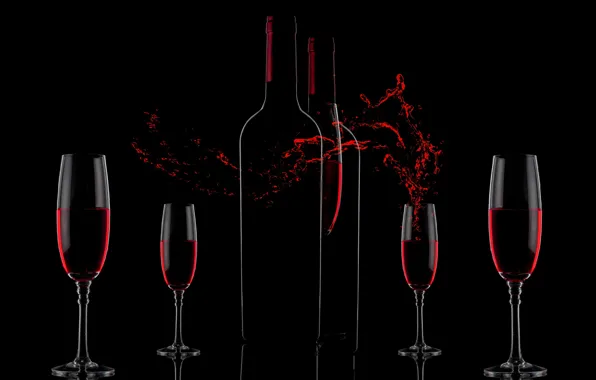 Wine, splash, glasses, Wine&Love