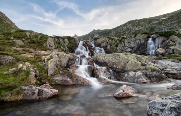 STONES, RIVER, FRANCE, The PYRENEES, PYRENEES, FRANCE