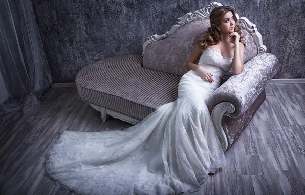 Picture style, sofa, mood, dress, the bride, wedding dress