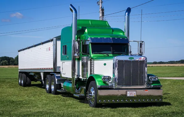 Picture Green, Truck, Hromium, Piterbilt