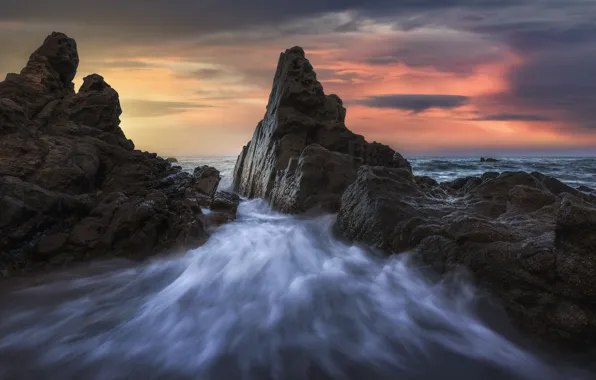 Water, rock, coast