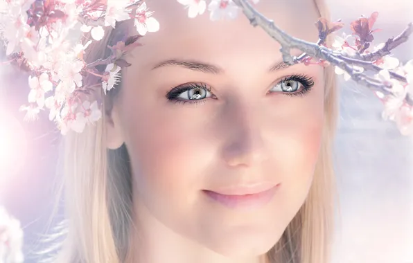 Picture face, smile, model, spring, garden, flowering