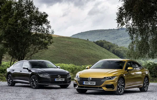 Picture yellow, black, Volkswagen, liftback, Arteon, UK version