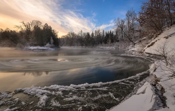 Winter, nature, lake, Winter Rhythms