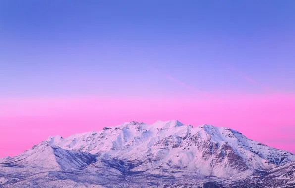 The sky, snow, mountains, blue, pink