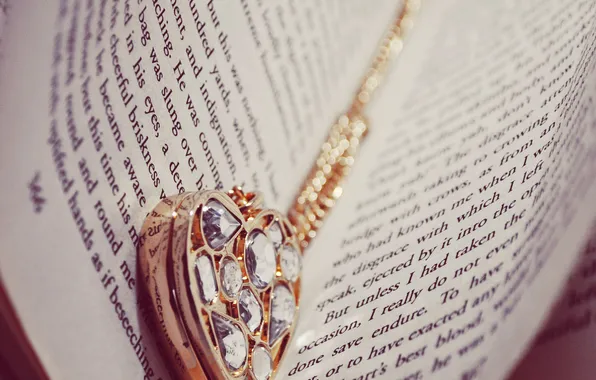Letters, heart, pendant, book, page