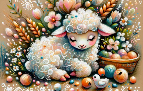 Styling, lamb, sheep, lamb, AI art, neural network